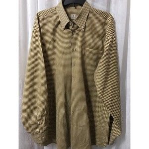 Peter Millar Men's Shirt Brown Check Button Up Shirt Size XL